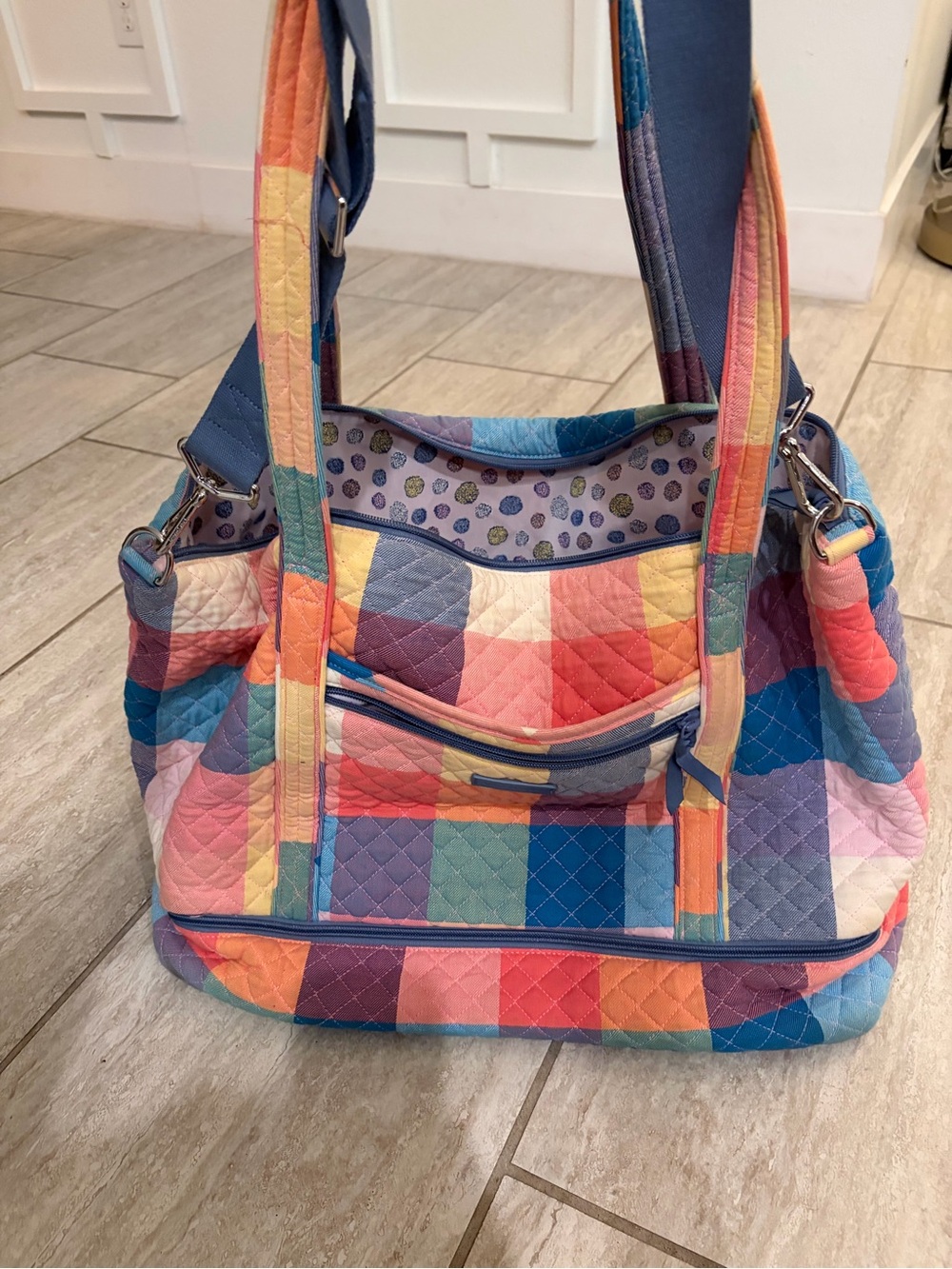 Vera Bradley Quilted Tropics Plaid Vera Deluxe Travel Tote
